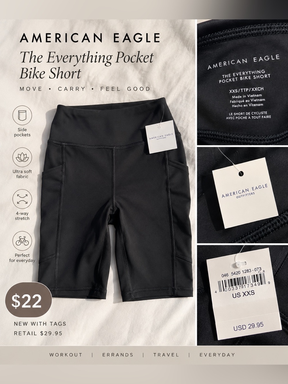 American Eagle Outfitters Black The Everything Pocket Bike Shorts